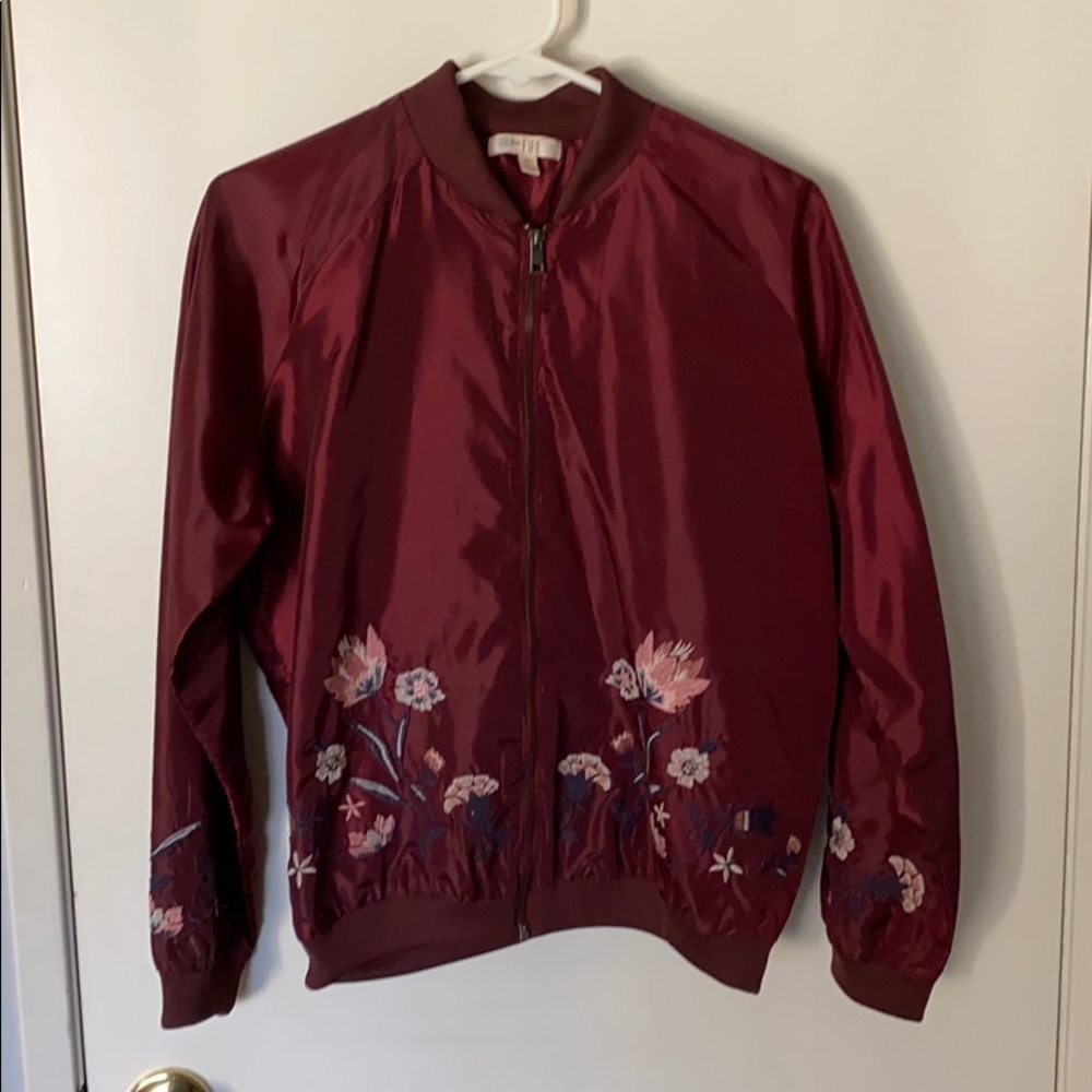 Love, FIRE Maroon Bomber Jacket